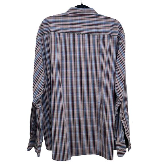 Tallia | Men's XXL 18.5 Gingham Striped Flip Cuff Button Down Shirt Paisley Gray - Picture 5 of 13